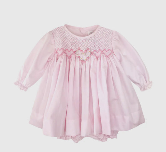 Fully Smocked Dress with Floral Embroidery