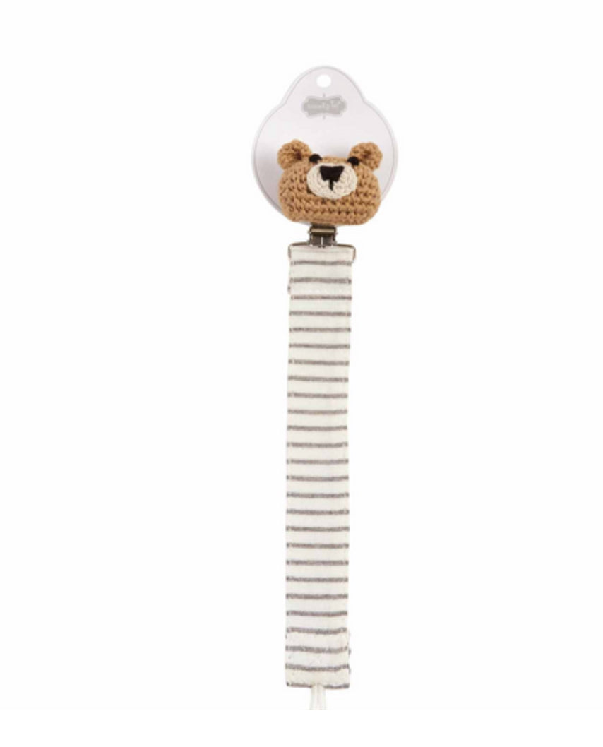 Bear knit paci clip