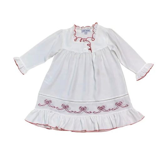 White Gown With Bows Red Trim