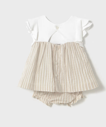 Tan Striped Dress with Bloomers
