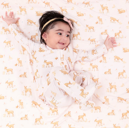 Deer Ruffle Back 2way Zipper Footie