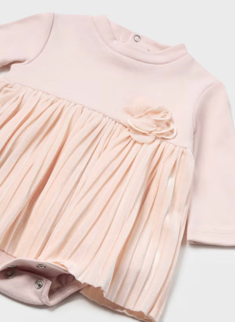 Pleated Baby Dress with Bodysuit