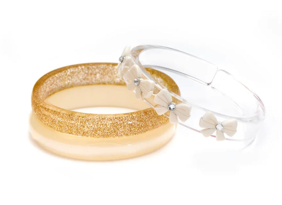 White Glitter Gold Bangles
