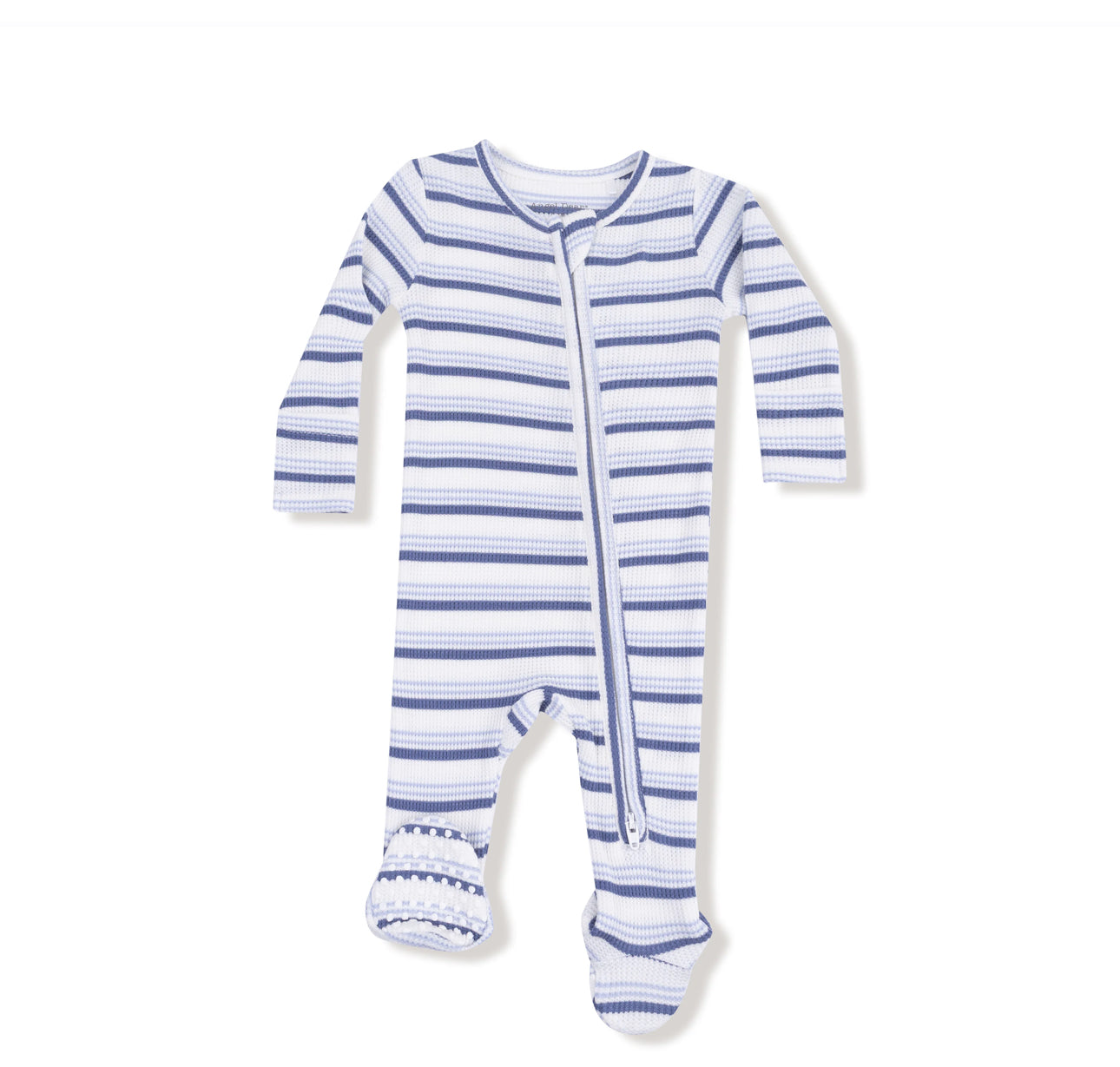 Vintage Stripe-Blue-2way Zipper Footie