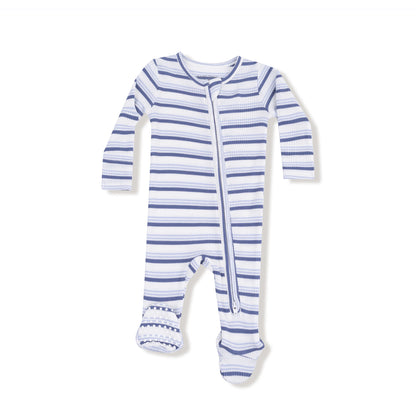 Vintage Stripe-Blue-2way Zipper Footie