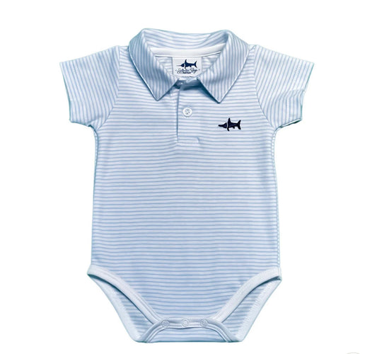 Saltwater Boys blue stripe collar onsie