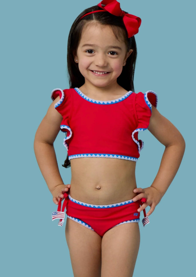 Red Crochet Peplum Tankini