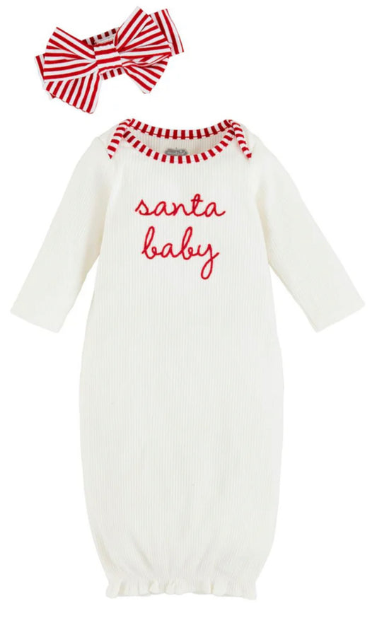 Santa Baby Girl Gown with Headband