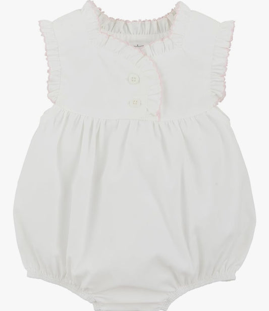 Mud pie white bubble with pink trim