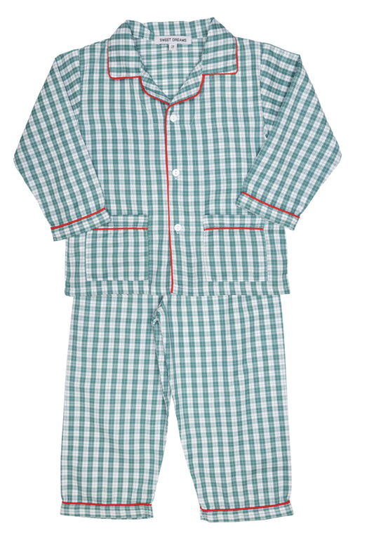 Green Plaid W/Red Trim Pajamas