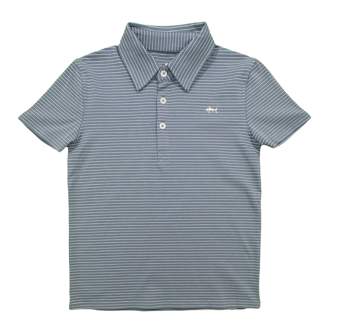 Blue & White Stripe Banks Polo