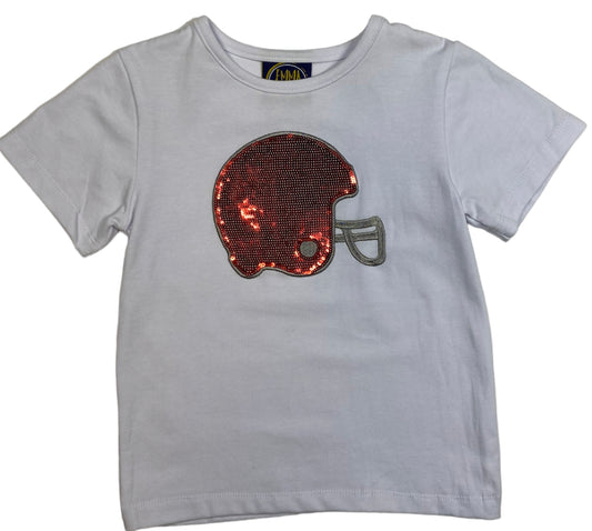 Red Sequin Football Helmet Tee