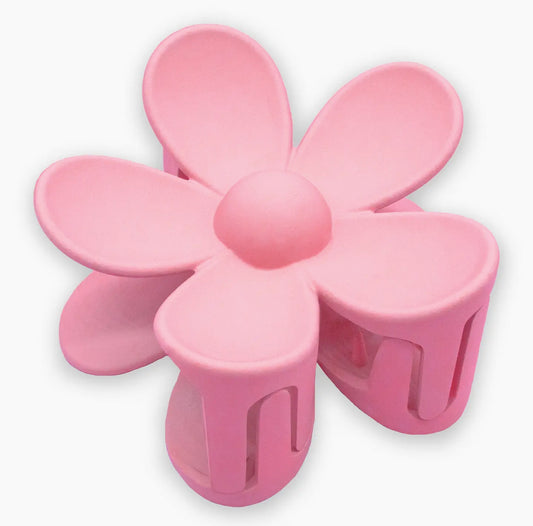 Matte Pink Flower Hair Clip