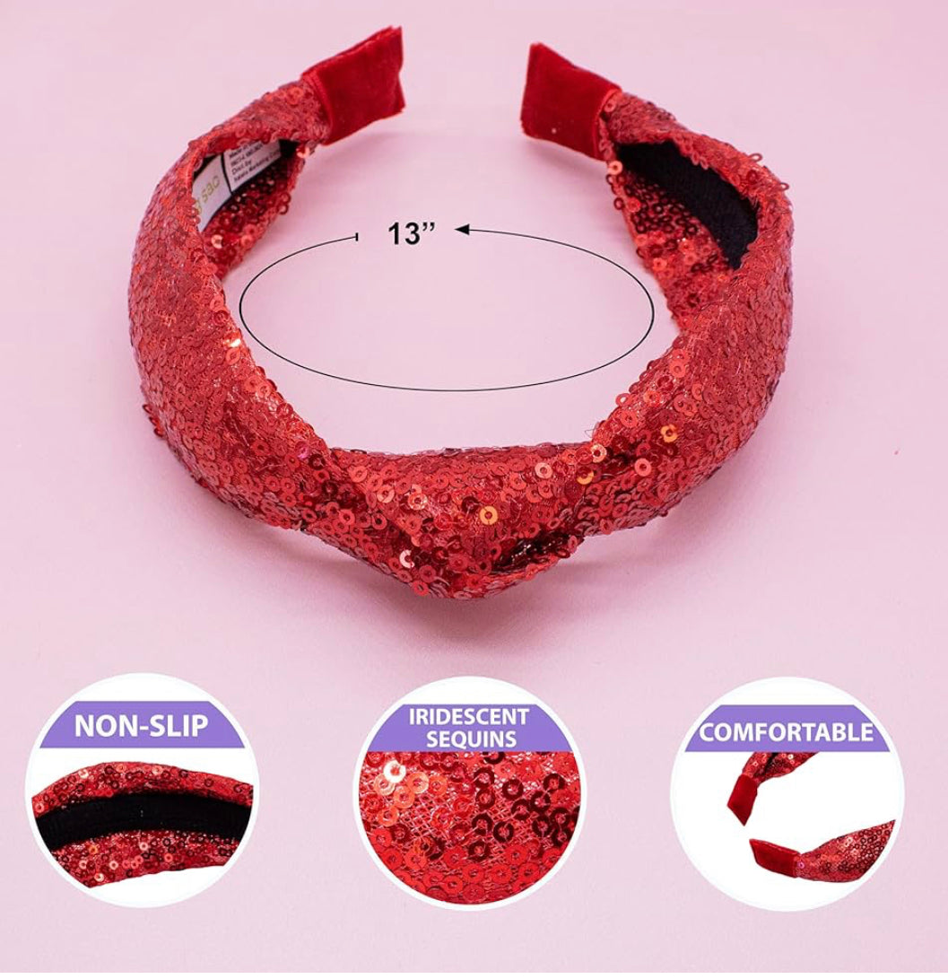 Red Sequin Knot Headbands