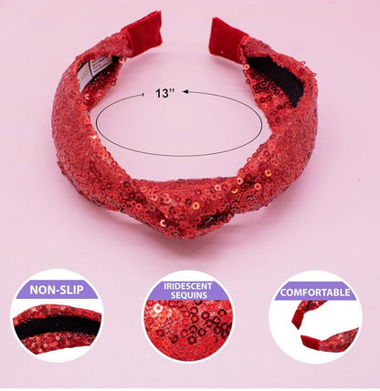 Red Sequin Knot Headbands