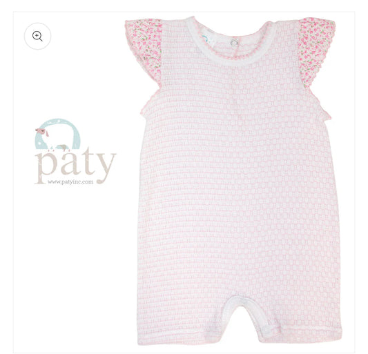 Paty pink stripe romper with bonnet