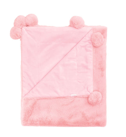 Pink Fur Pom Pom Blanket