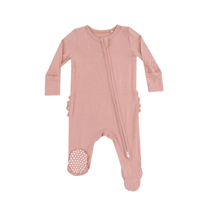 Solid Ruffle Back Footie