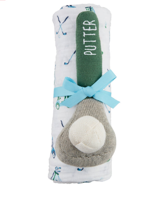 Boy Golf Swaddle With Rattle