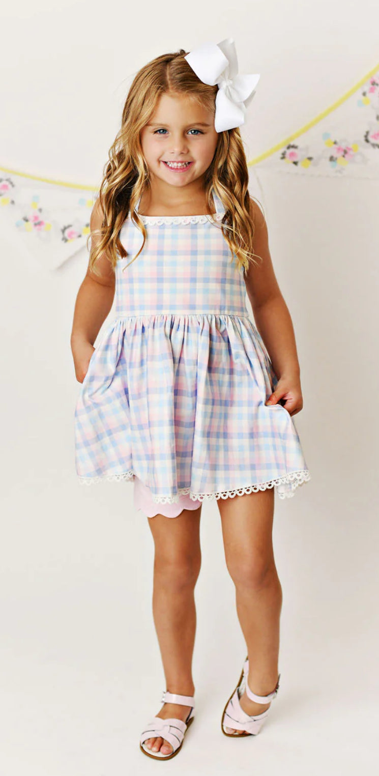 Serendipity pink and blue short set