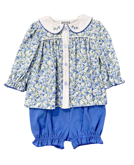 Blue Floral Bloomer Set