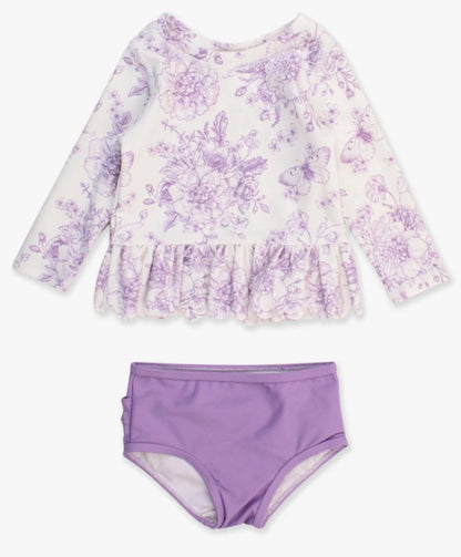 Wisteria Purple Butterfly Garden Rash Guard Swim