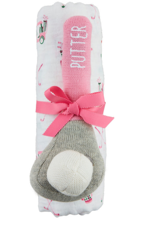 Girl Golf Swaddle and Rattle