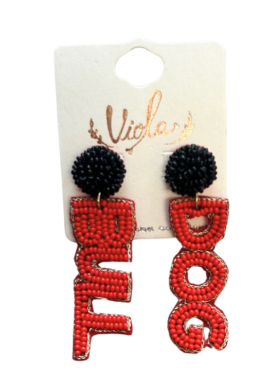 Bulldog Beaded Earrings