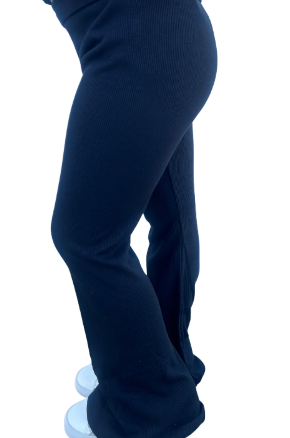 Ribbed Black Flare Pants
