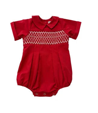 Red Smock Peter Pan Collared Bubble