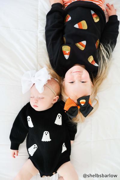Candy Corn Embroidered Bow