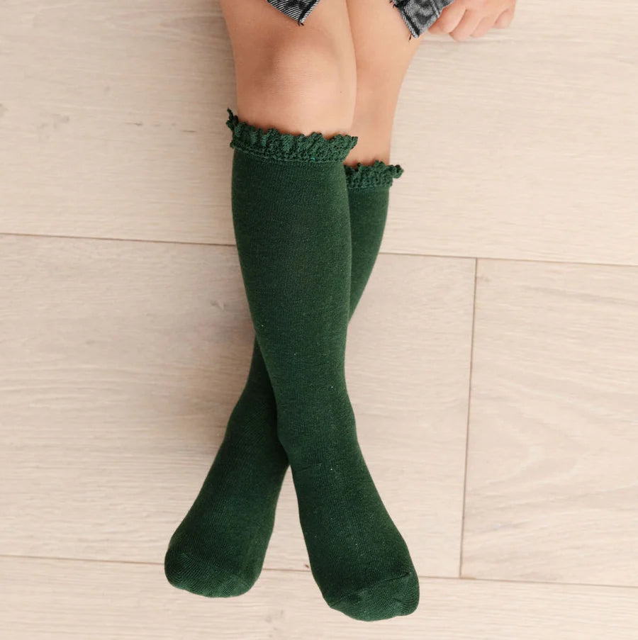 Forest Green Lace Knee Highs