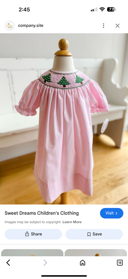 Sweet Dreams Christmas Tree Smocked Bubble