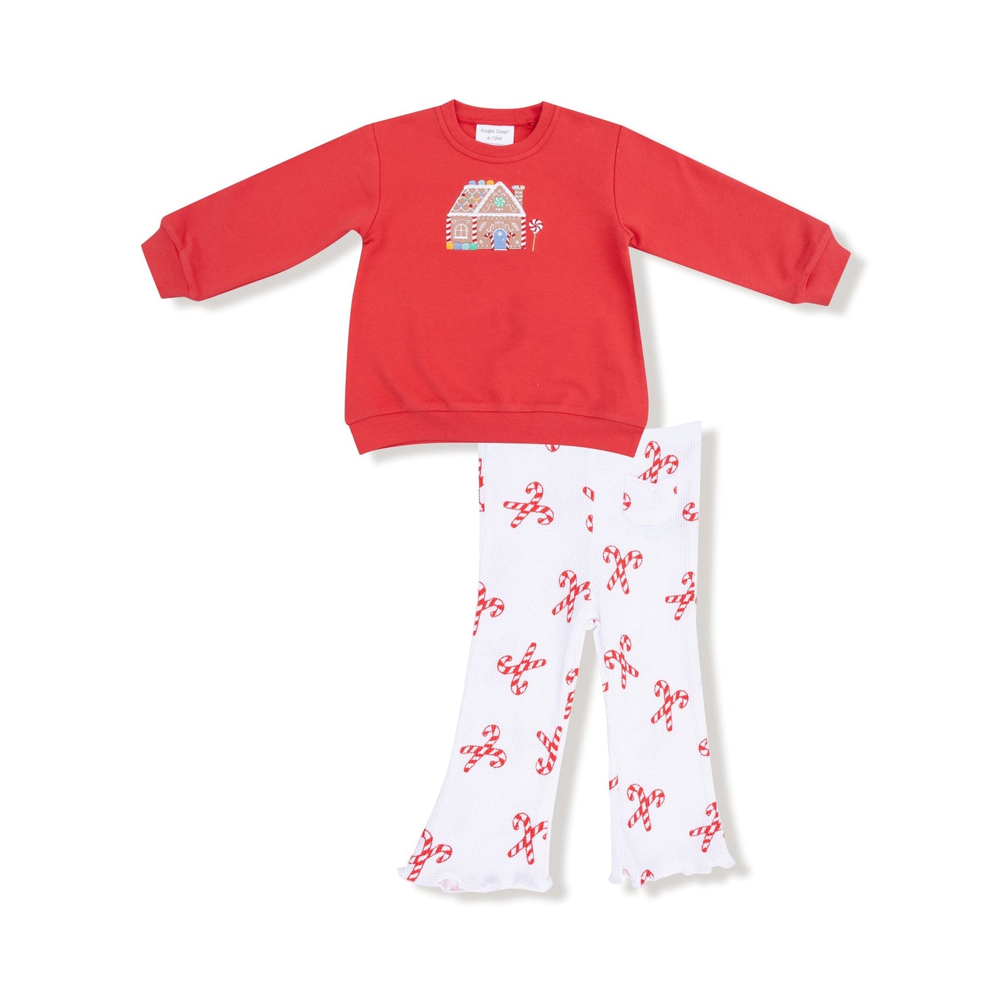 Girls’ Oversized Sweatshirt With Gingerbread House Appliqué Pant Set