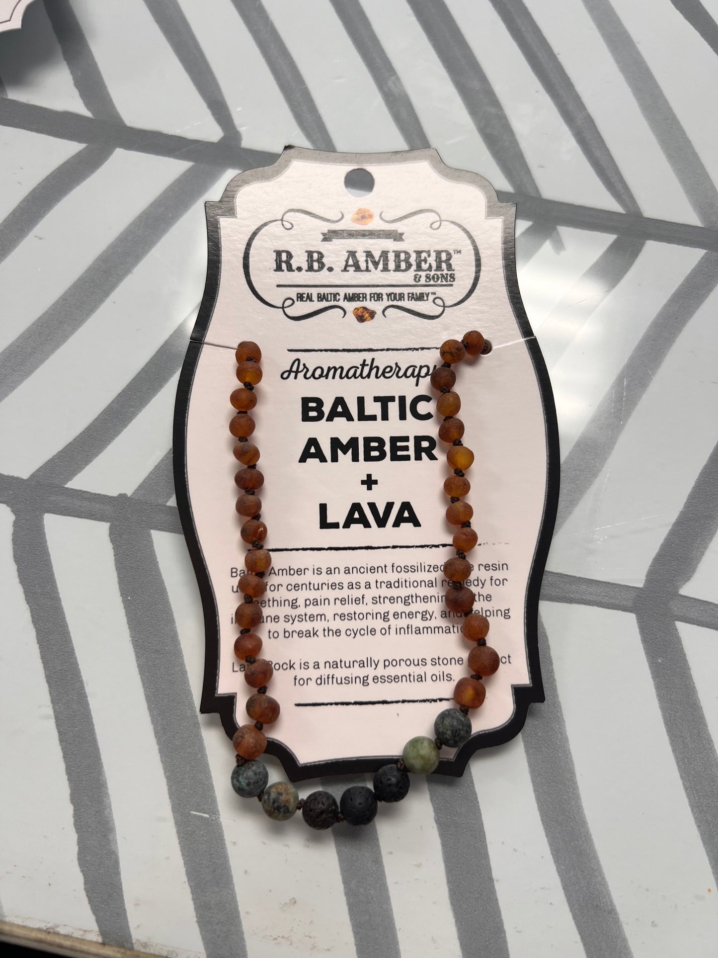 Baltic Amber + Lava Necklace