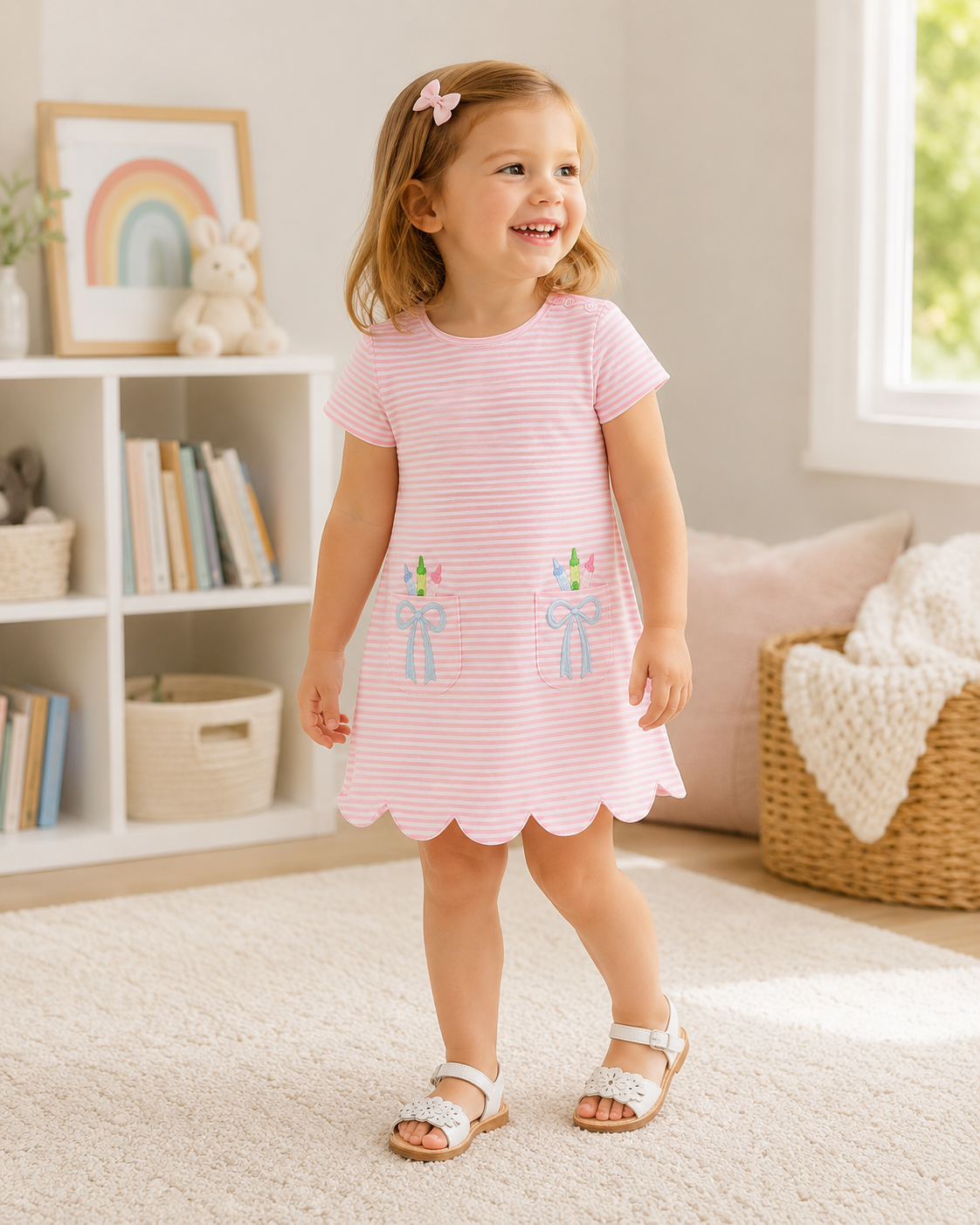Crayon Pocket Scallop Dress