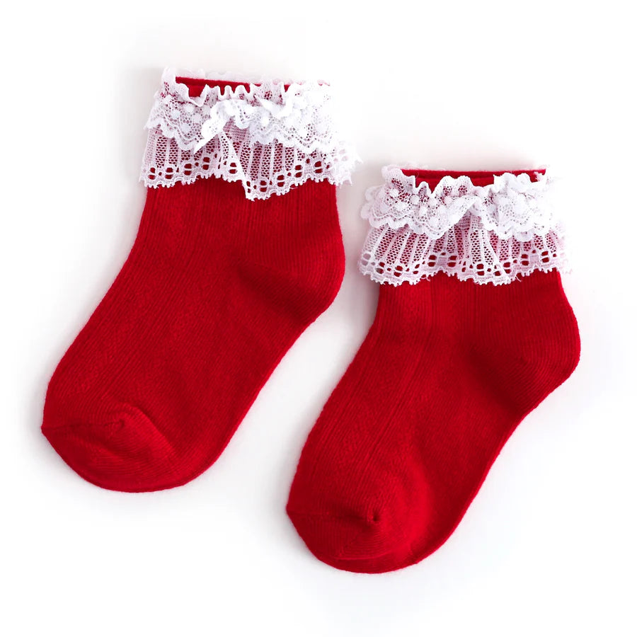 Red Lace Bobby Socks