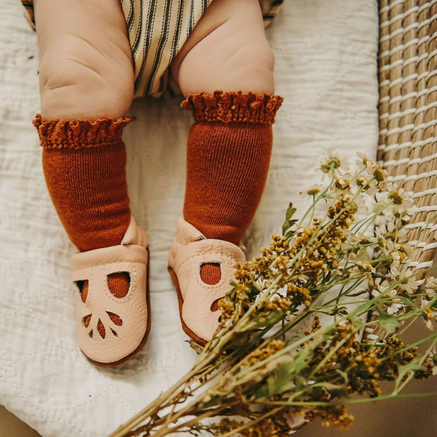 Sugar Almond Lace Knee High Socks