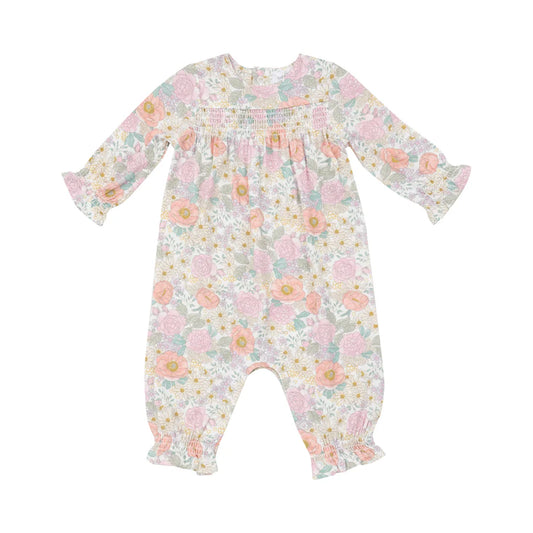 Peonies and Roses Smocked Romper