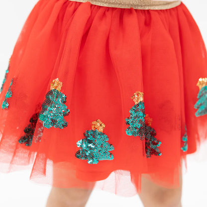 Christmas Tree Sequin Tulle Skirt