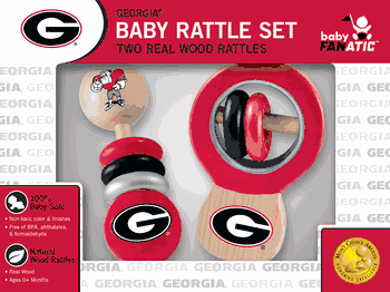 UGA Wooden Baby Rattle Set