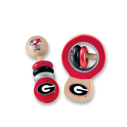 UGA Wooden Baby Rattle Set