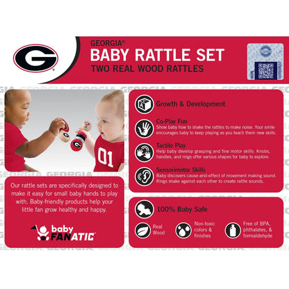 UGA Wooden Baby Rattle Set