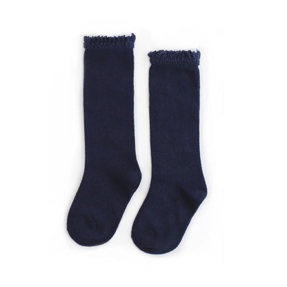 Navy Lace Knee Socks