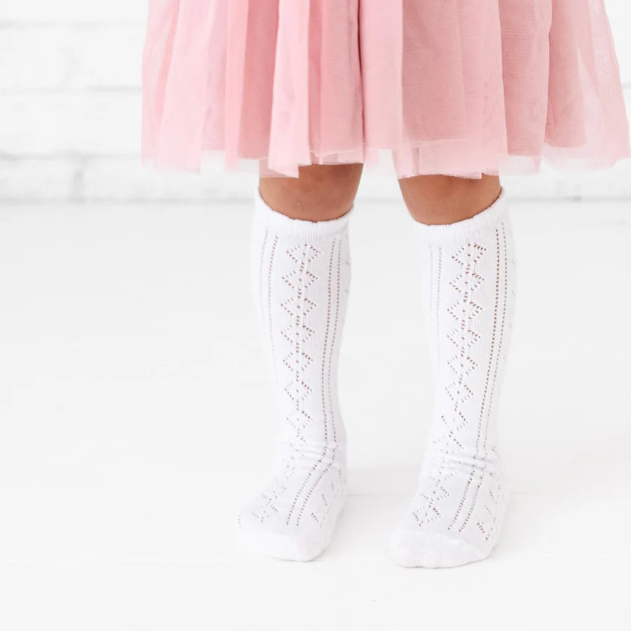 White Scalloped Fancy Knee Highs