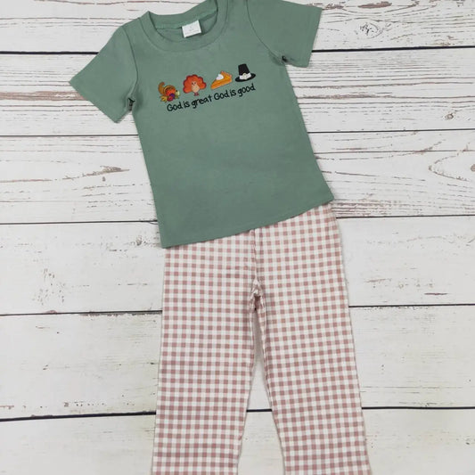 Thanksgiving Printed Boy Pants Set