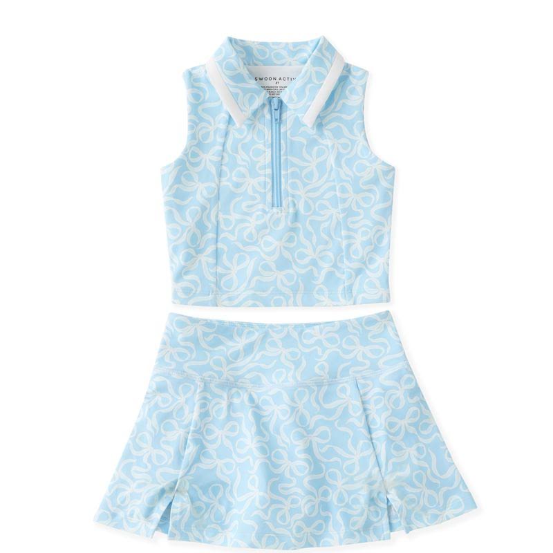 Blue Bow Zip Athletic Skort Set
