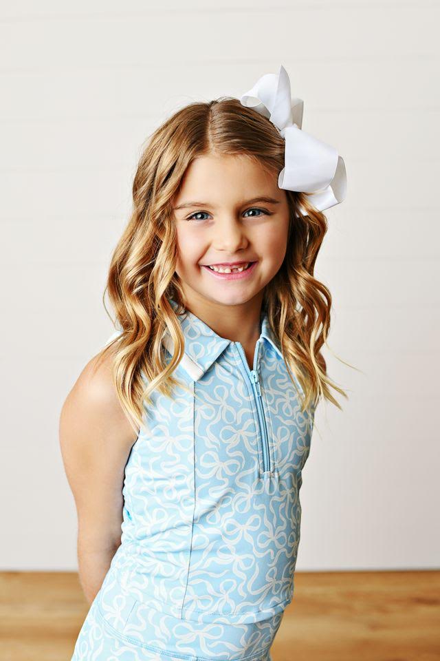 Blue Bow Zip Athletic Skort Set