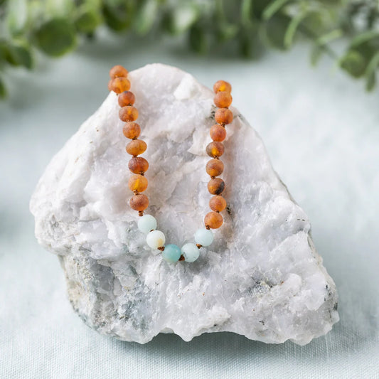 Raw Amozonite Cognac Necklace