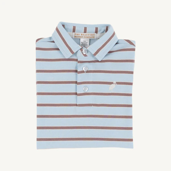 Buckhead Blue with Bay Brown Stripe Prim & Proper Polo